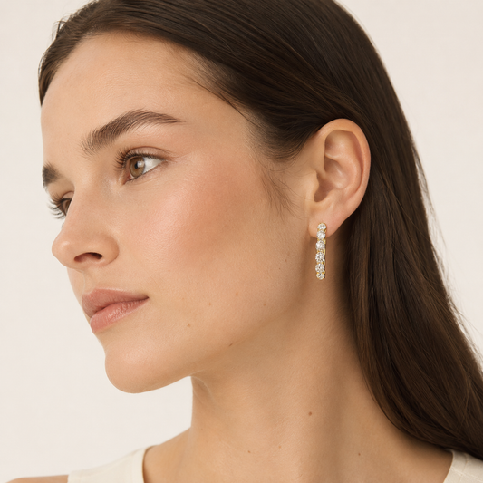 4CT Oval Cut Lab Grown Diamond Inside Out Hoop Earrings