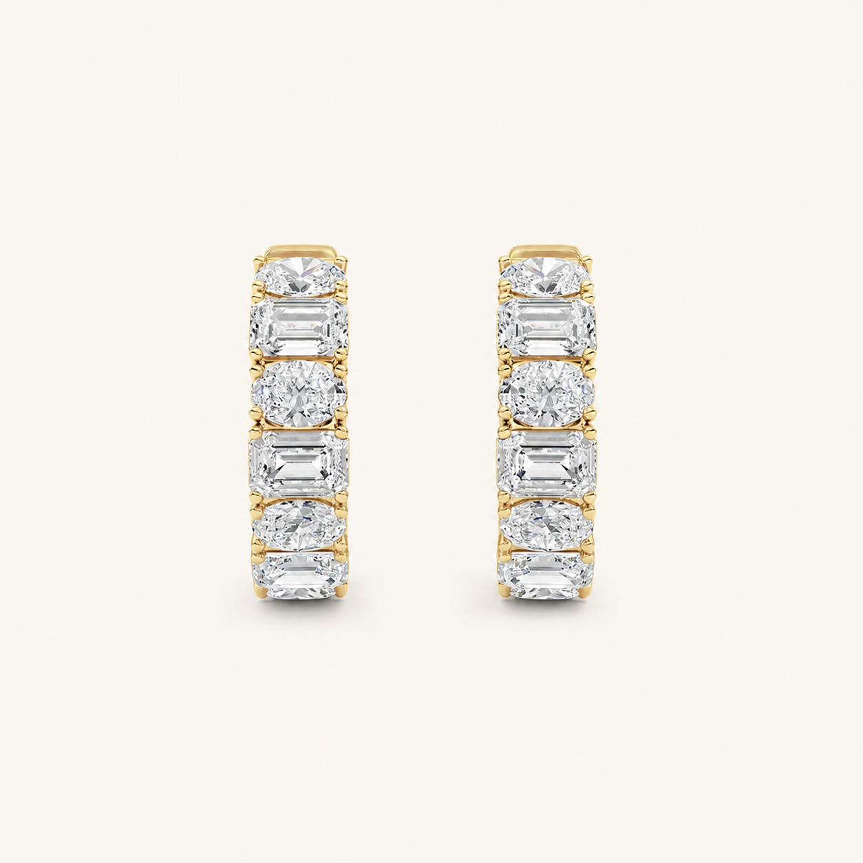 5CT Emerald Cut Lab Grown Diamond Inside Out Hoop Earrings