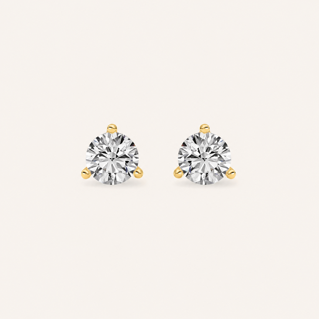 0.50CT Round Cut Lab Grown Diamond Three-Prong Martini Stud Earrings