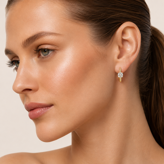 1CT Round Cut Lab Grown Diamond Accented Hoop Earrings