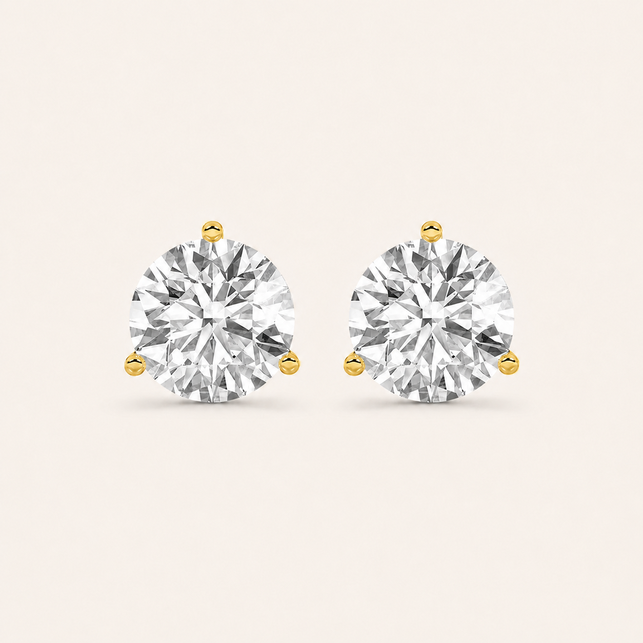 4.5CT Round Cut Lab Grown Diamond Three-Prong Martini Stud Earrings