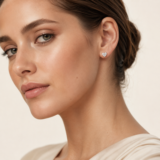 8CT Heart Cut Lab Grown Diamond Stud Earrings