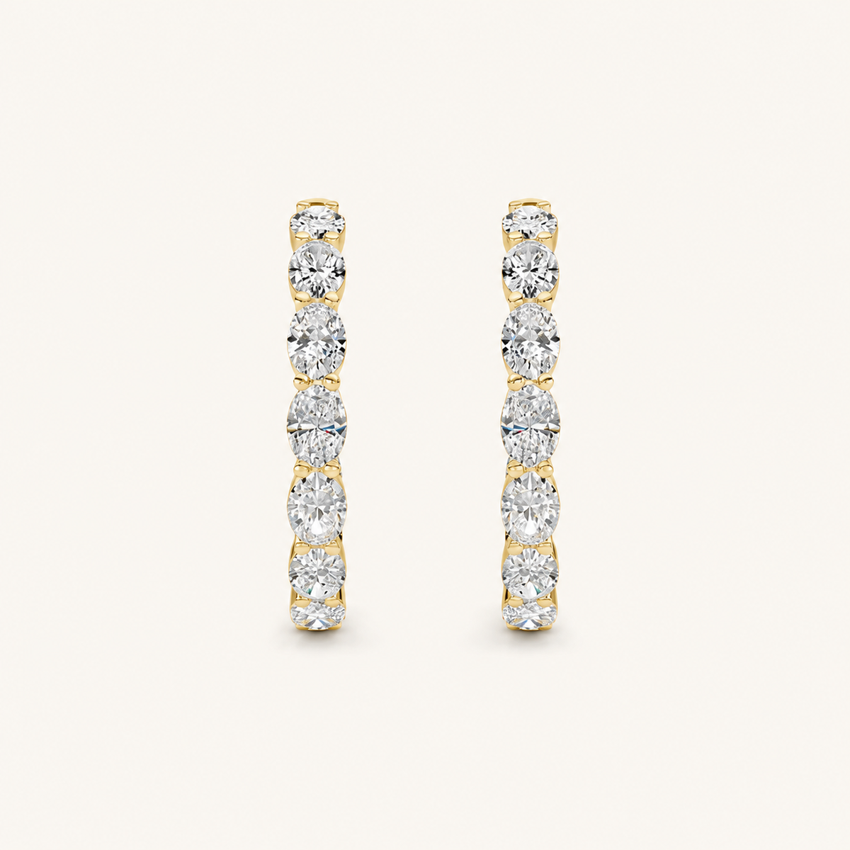 10CT Oval Cut Lab Grown Diamond Inside Out Hoop Earrings