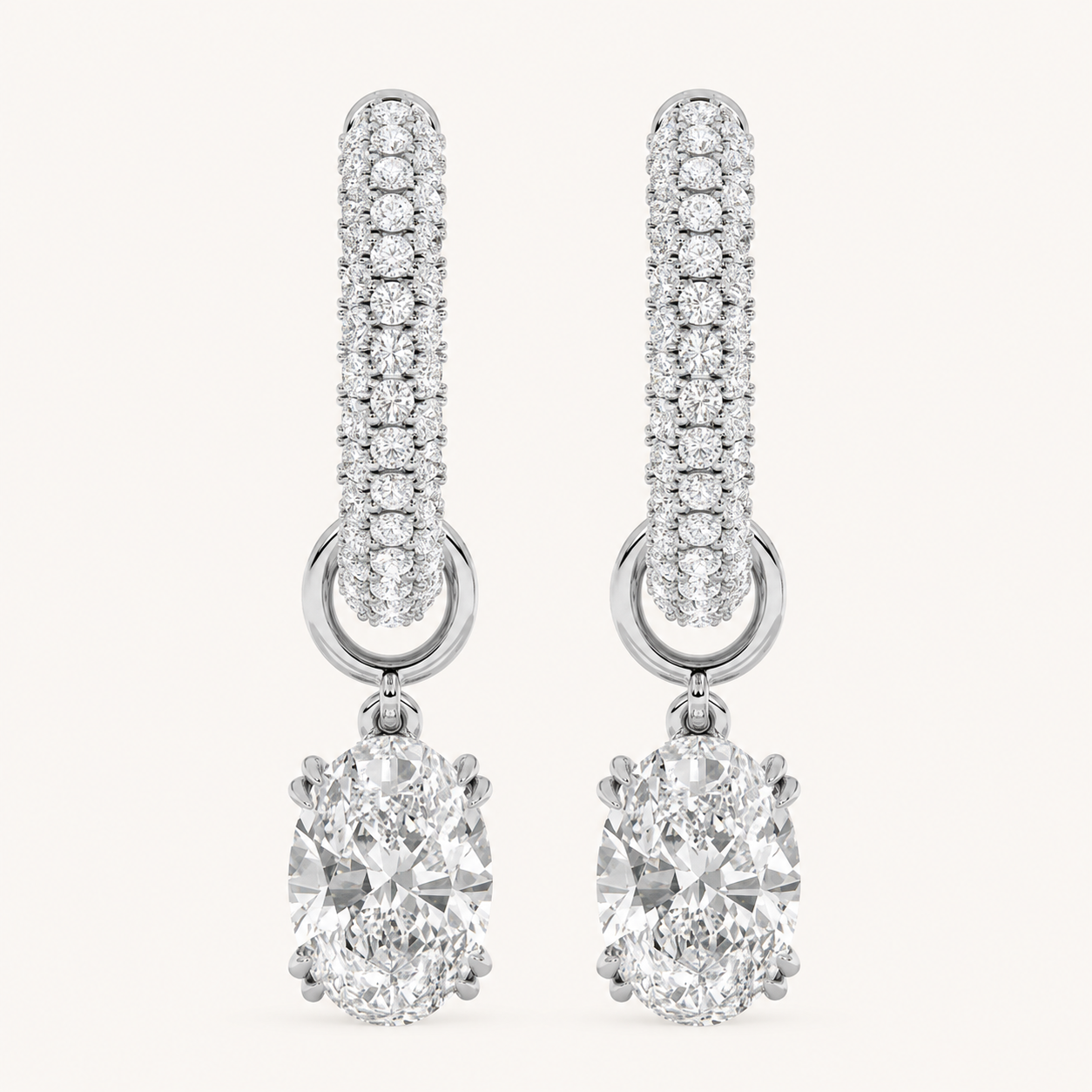 4CT Oval Cut Lab Grown Diamond Dangle Earrings