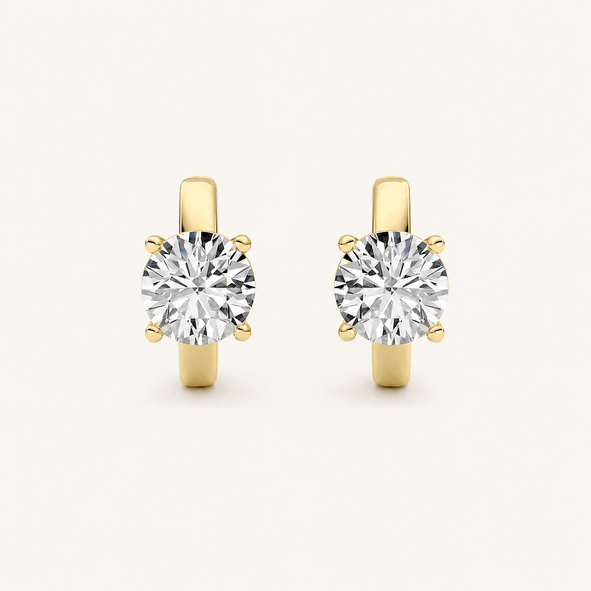 2CT Round Cut Lab Grown Diamond Huggie Earrings