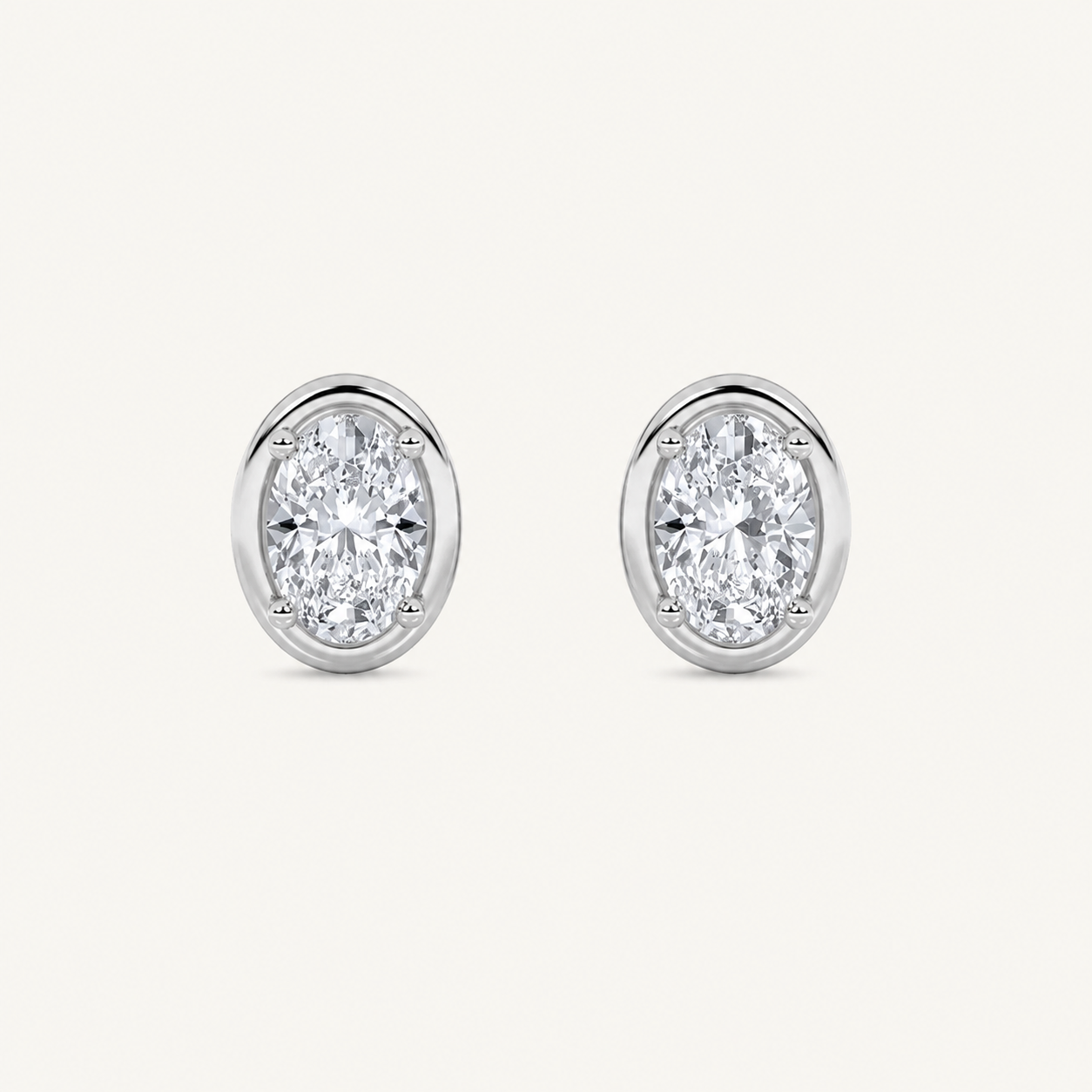2CT Oval Cut Lab Grown Diamond Stud Earrings