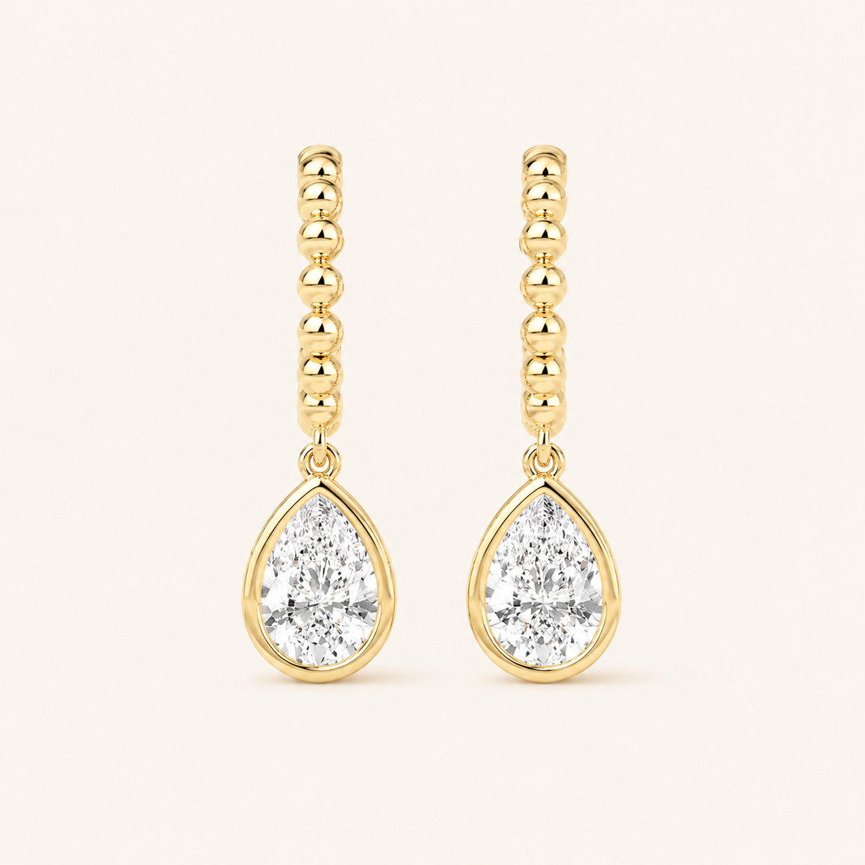 1CT Pear Cut Lab Grown Diamond Dangle Earrings
