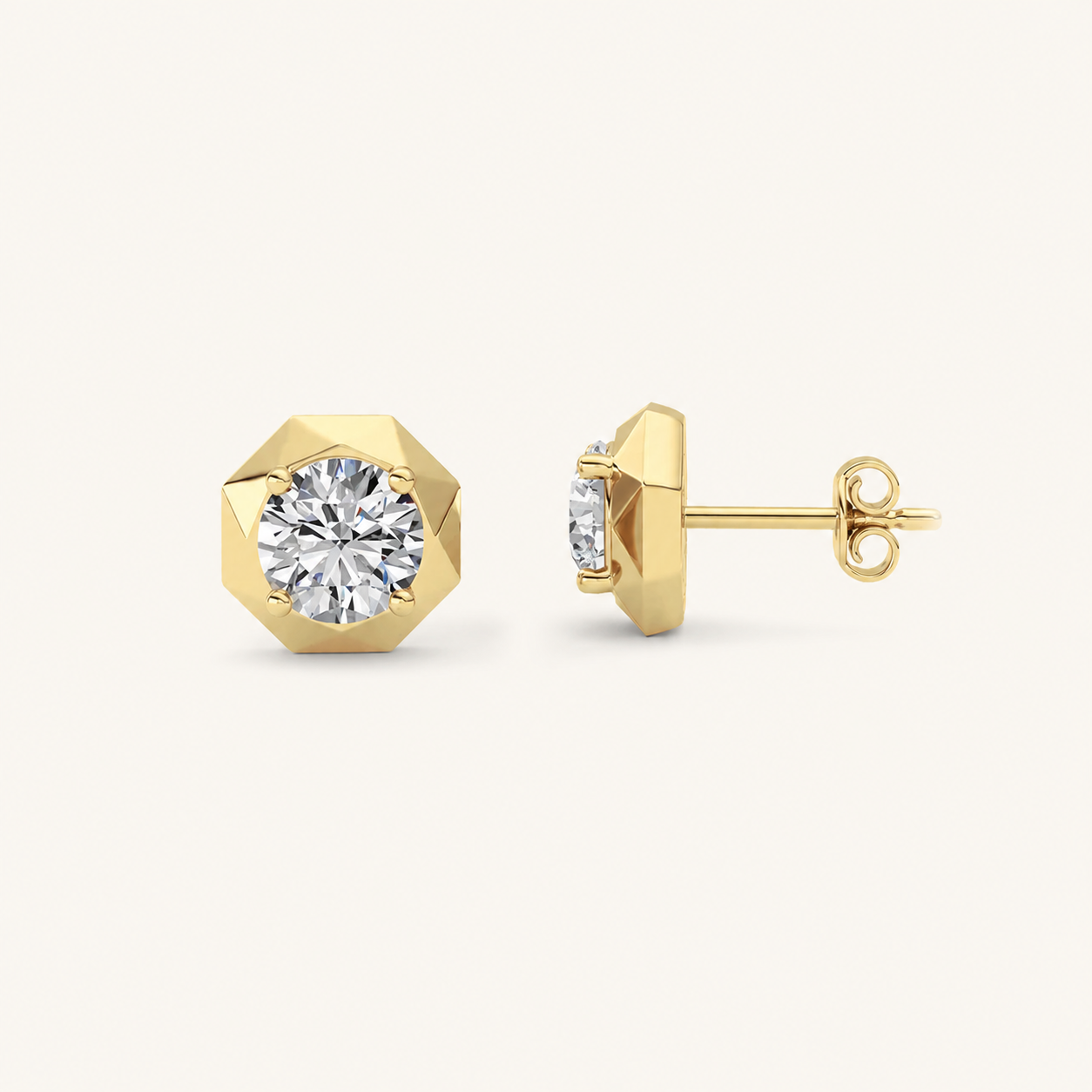 2CT Round Cut Lab Grown Diamond stud Earrings