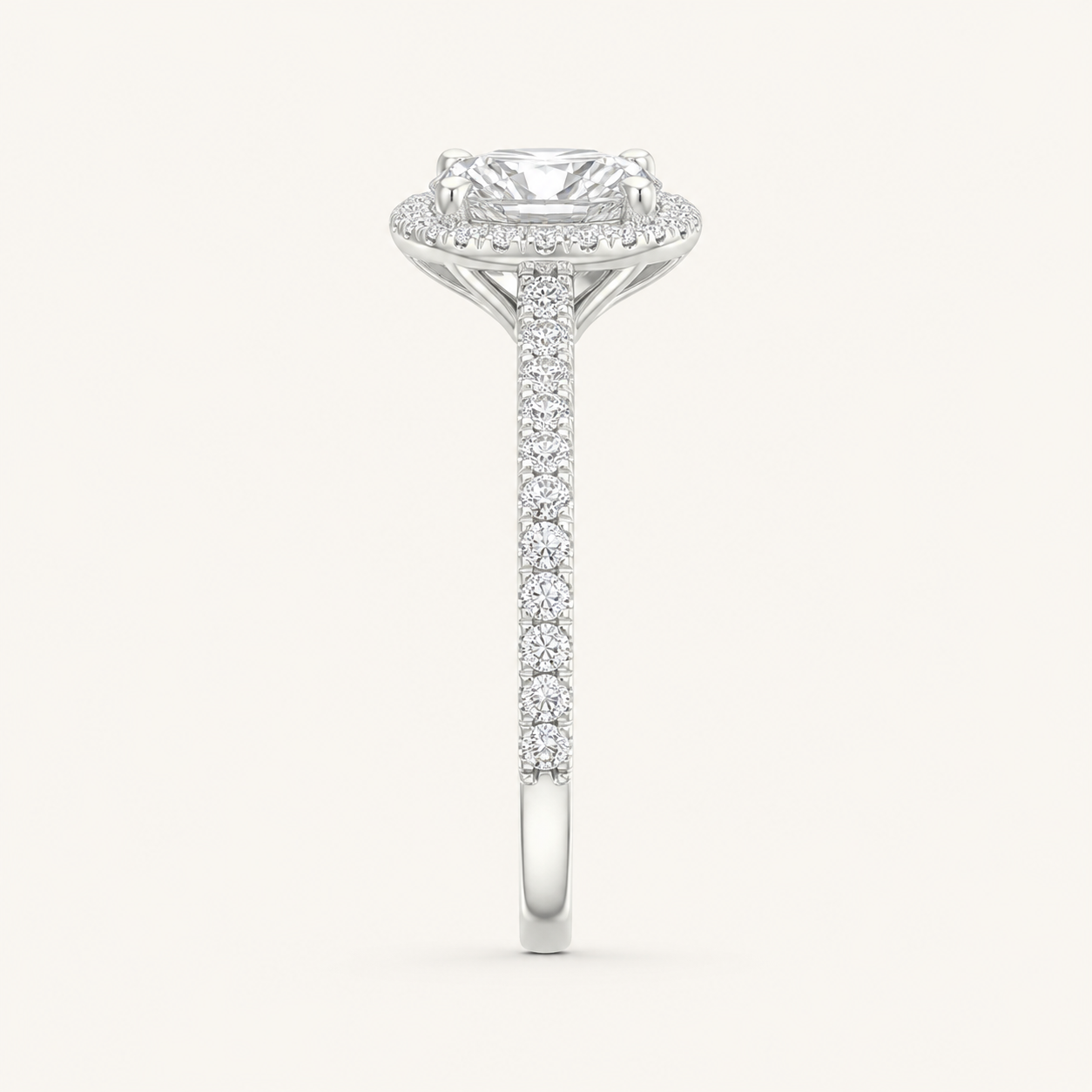 1CT Oval Cut Lab Grown Diamond Halo Ring