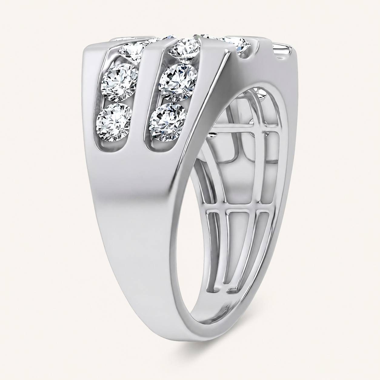 3CT Round Cut Certified Lab Grown Diamond Mens Cluster Ring