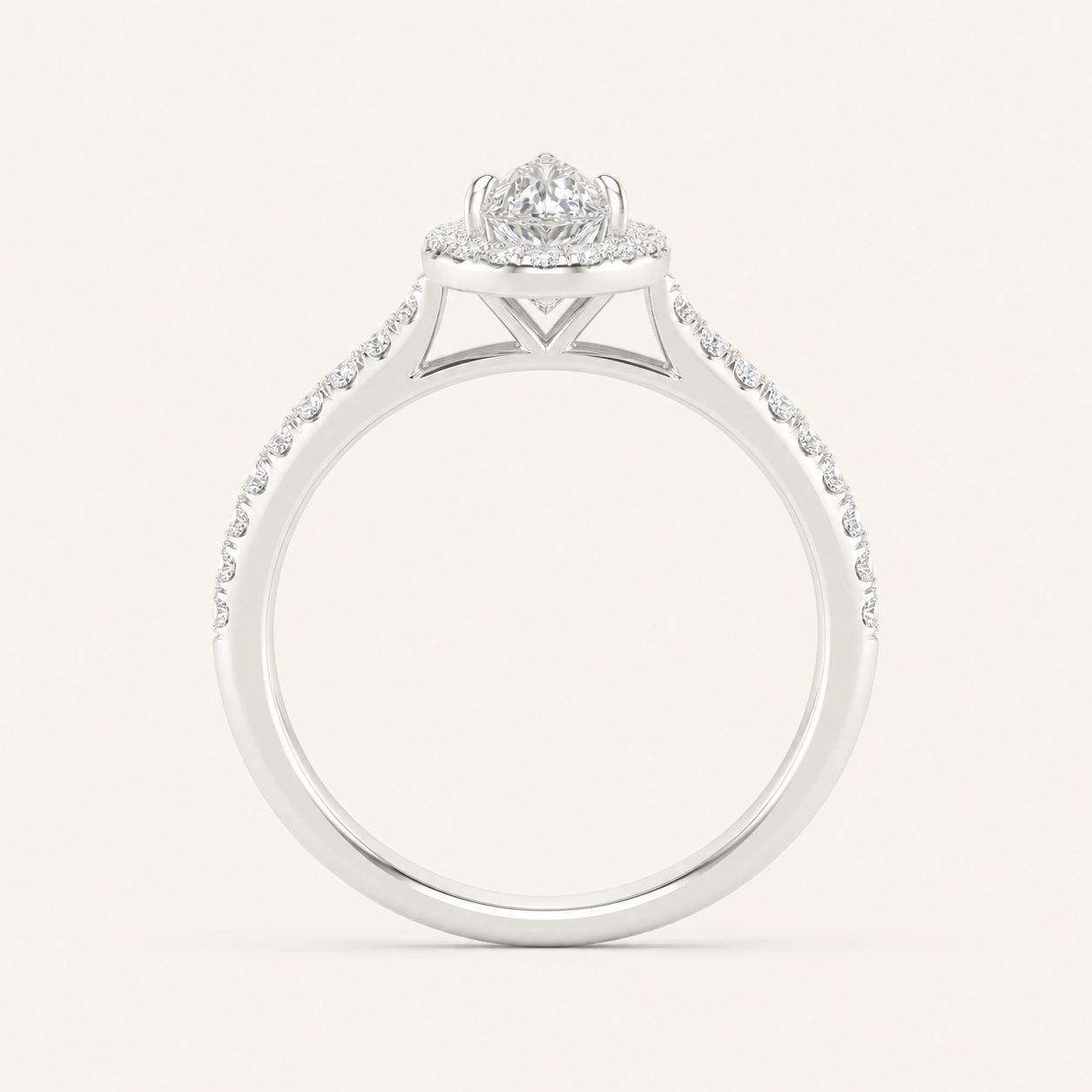 1CT Pear Cut Lab Grown Diamond Halo Ring