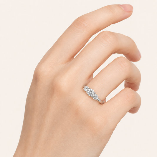 1CT Round Cut Lab Grown Diamond Three Stone Ring