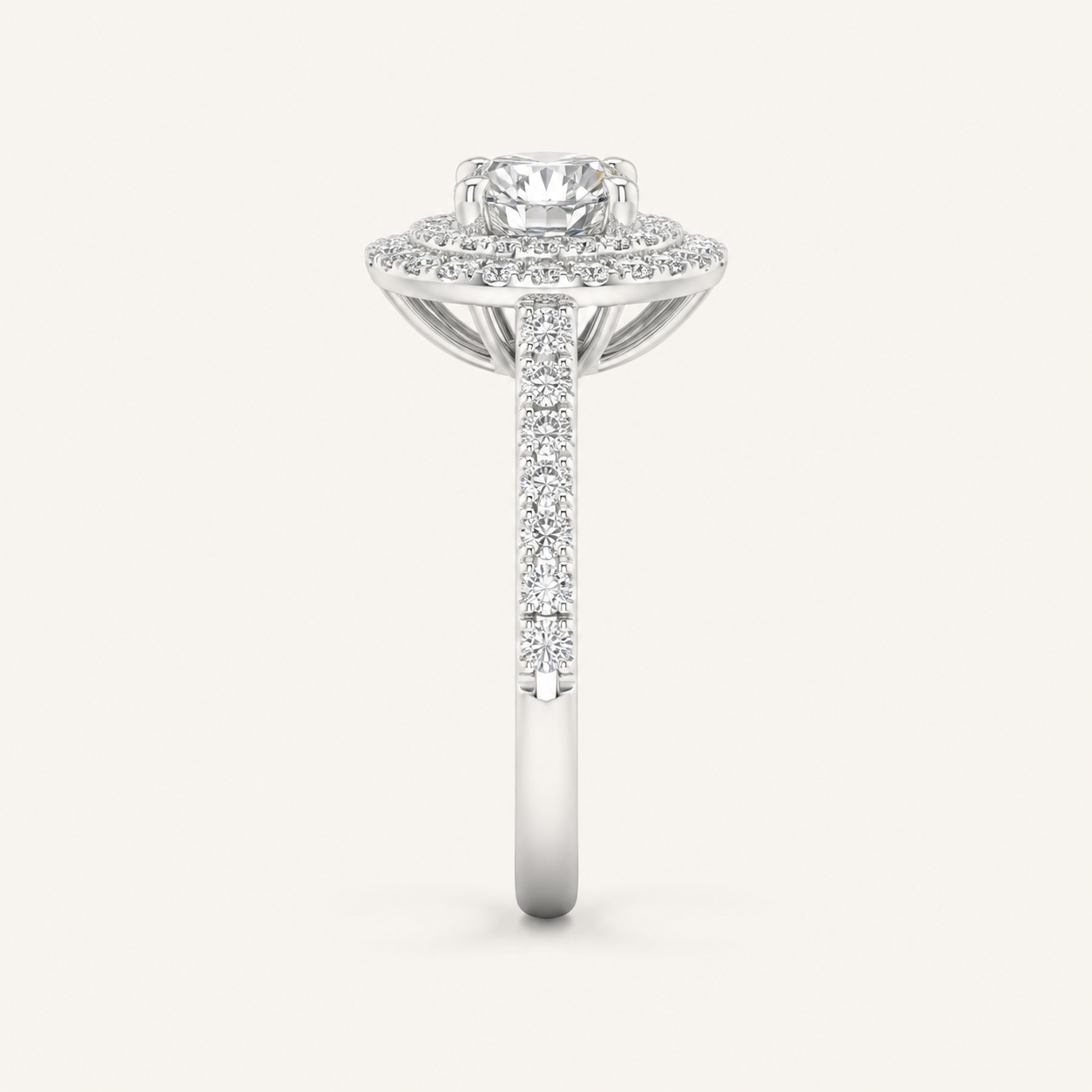 2CT Round CutLab Grown Diamond Double Halo Ring