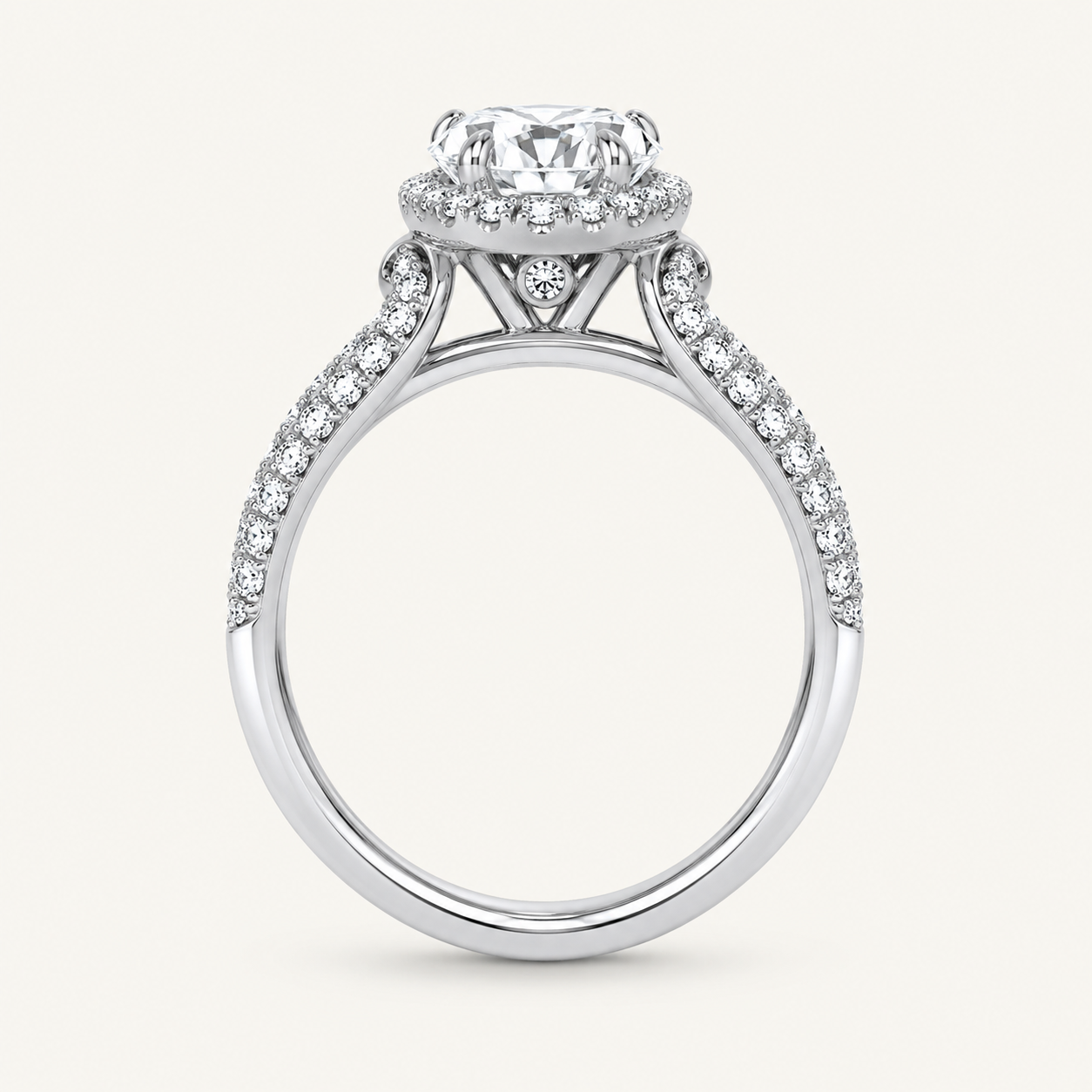 3.17CT Oval Cut Certified Lab Grown Diamond Trio Halo Set