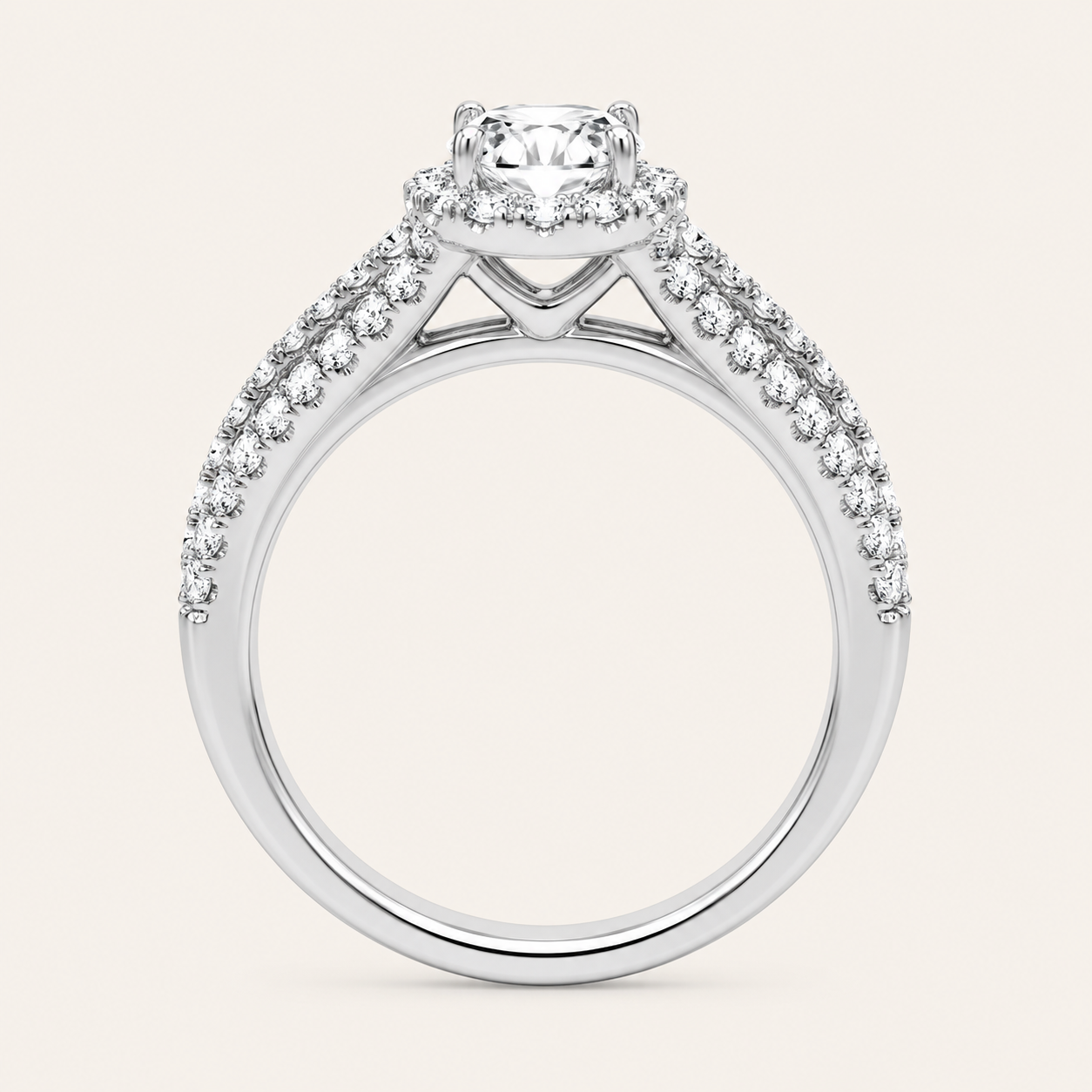 3.03CT Oval Cut Certified Lab Grown Diamond Trio Halo Set