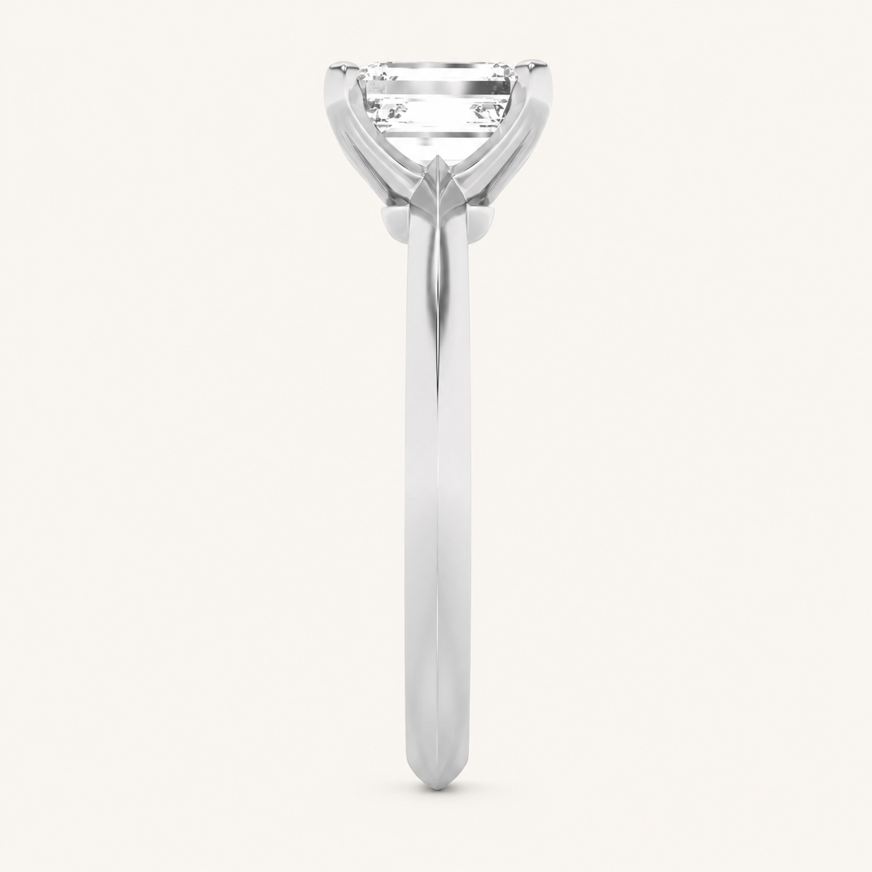 3.00 CT Emerald Cut Lab Grown Diamond Knife Edge Shank Solitaire Engagement Ring
