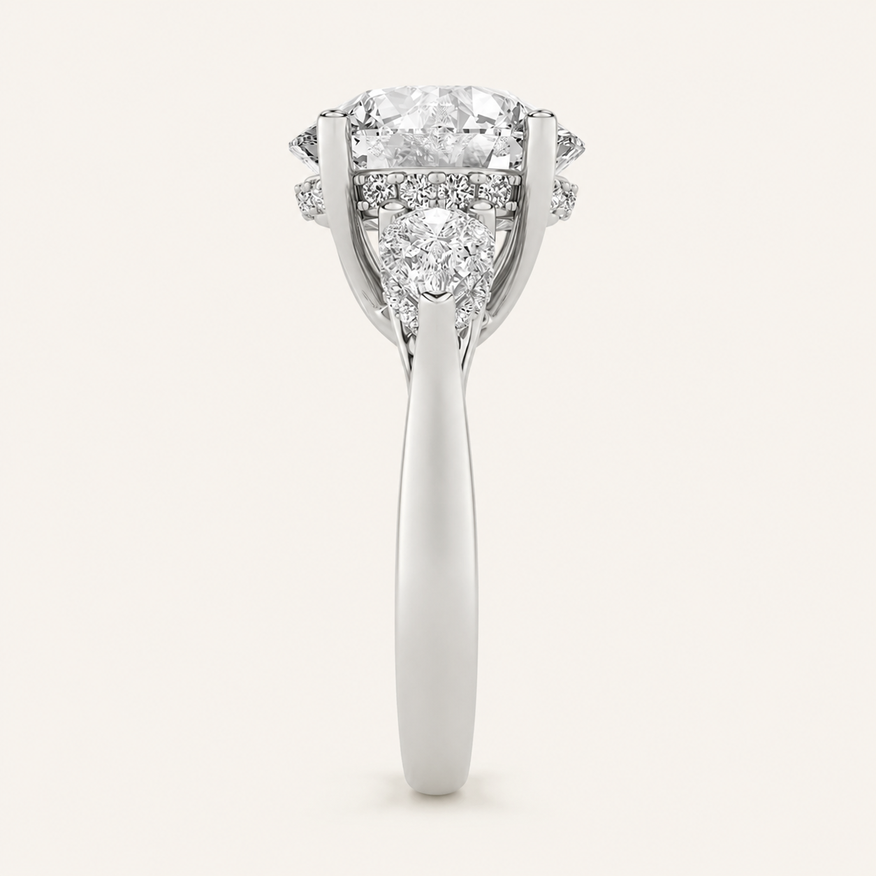 7.25 CT Round Cut Lab Grown Diamond Bold Accented Engagement Ring