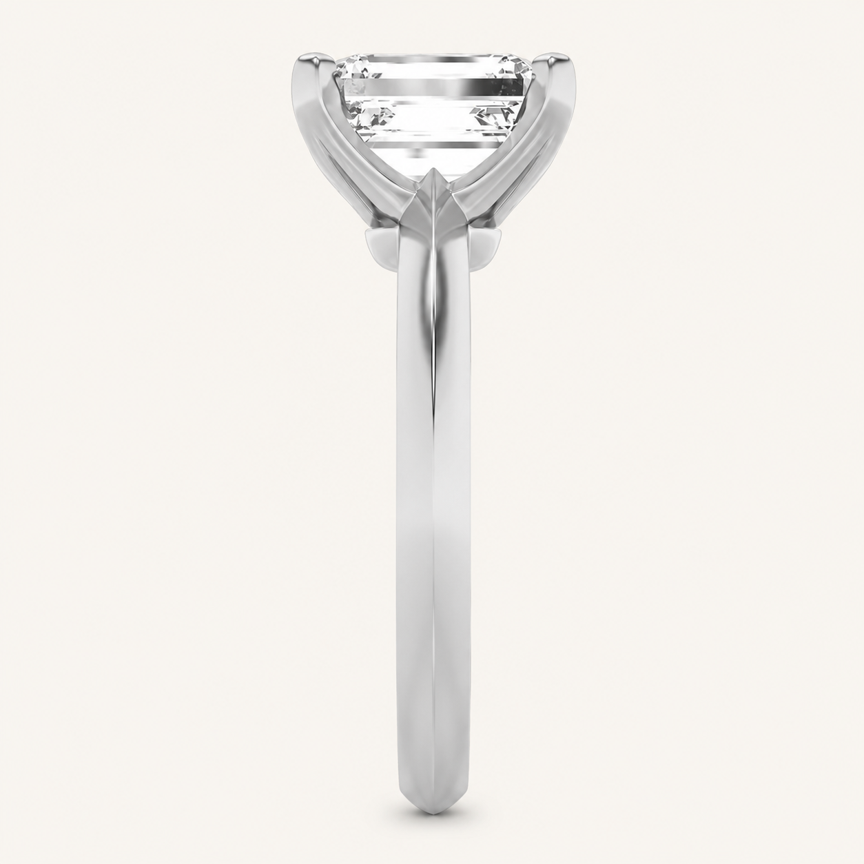 1 CT Emerald Cut Lab Grown Diamond Knife Edge Shank Solitaire Engagement Ring