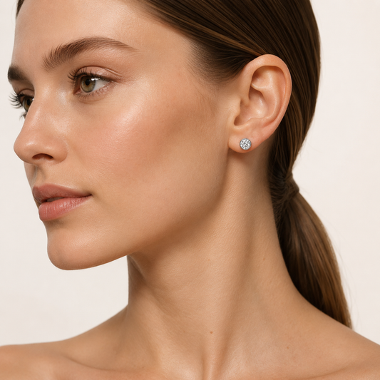 4CT Round Cut Lab Grown Diamond Stud Earrings