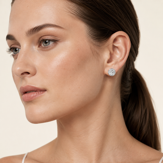 4CT Round Cut Lab Grown Diamond Stud Earring