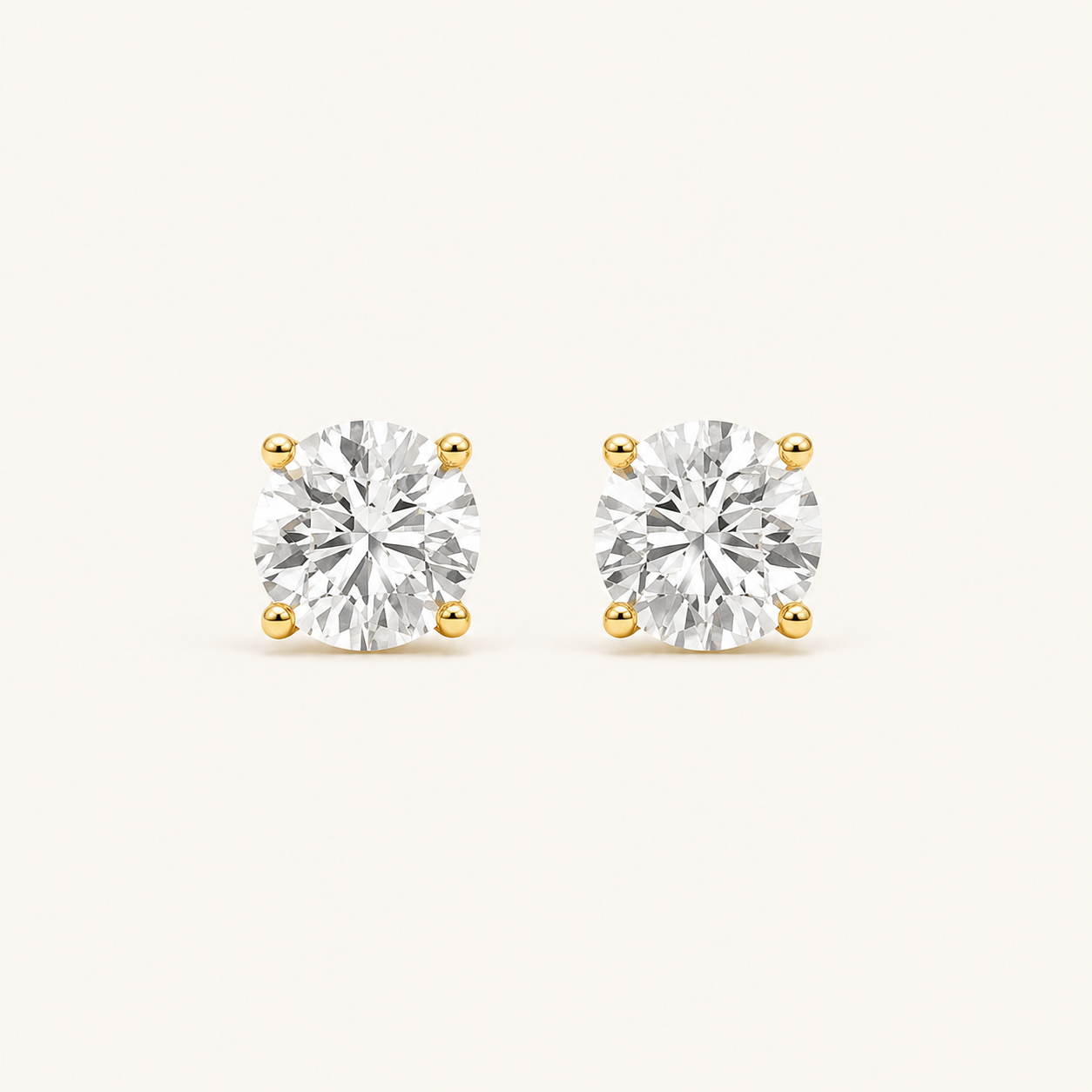 4CT Round Cut Lab Grown Diamond 4 Prong Stud Earring