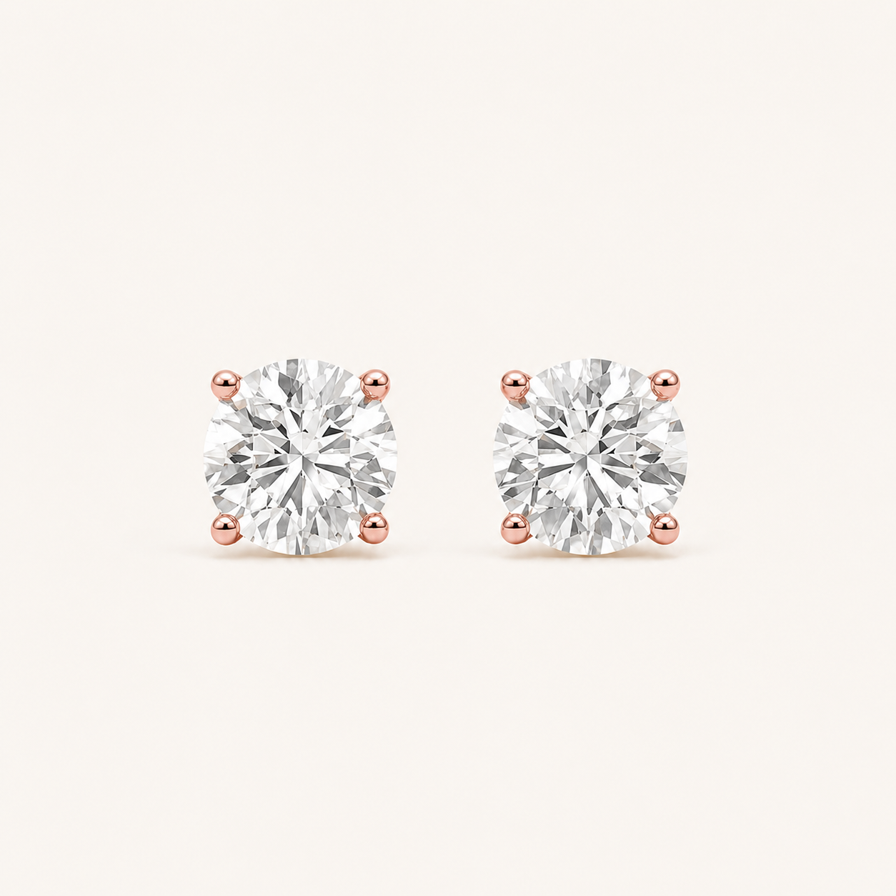 5CT Round Cut Lab Grown Diamond Stud Earrings