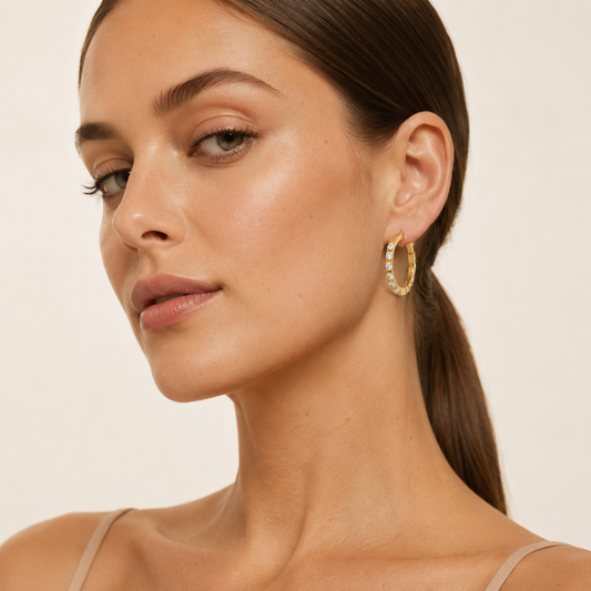 2CT Round Cut Lab Grown Diamond InsideOut Hoop Earrings