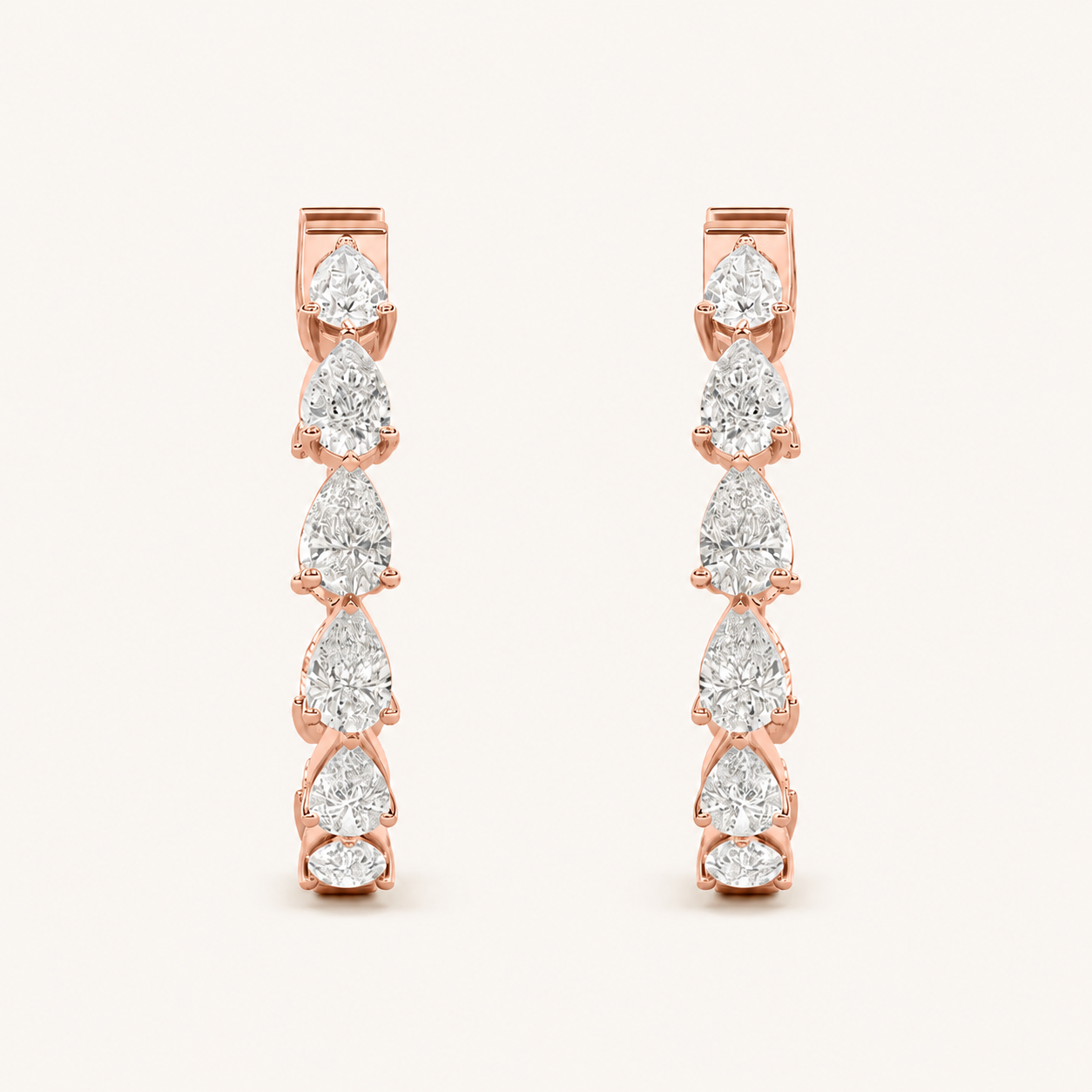 4CT Pear Cut Lab Grown Diamond InsideOut Hoop Earrings