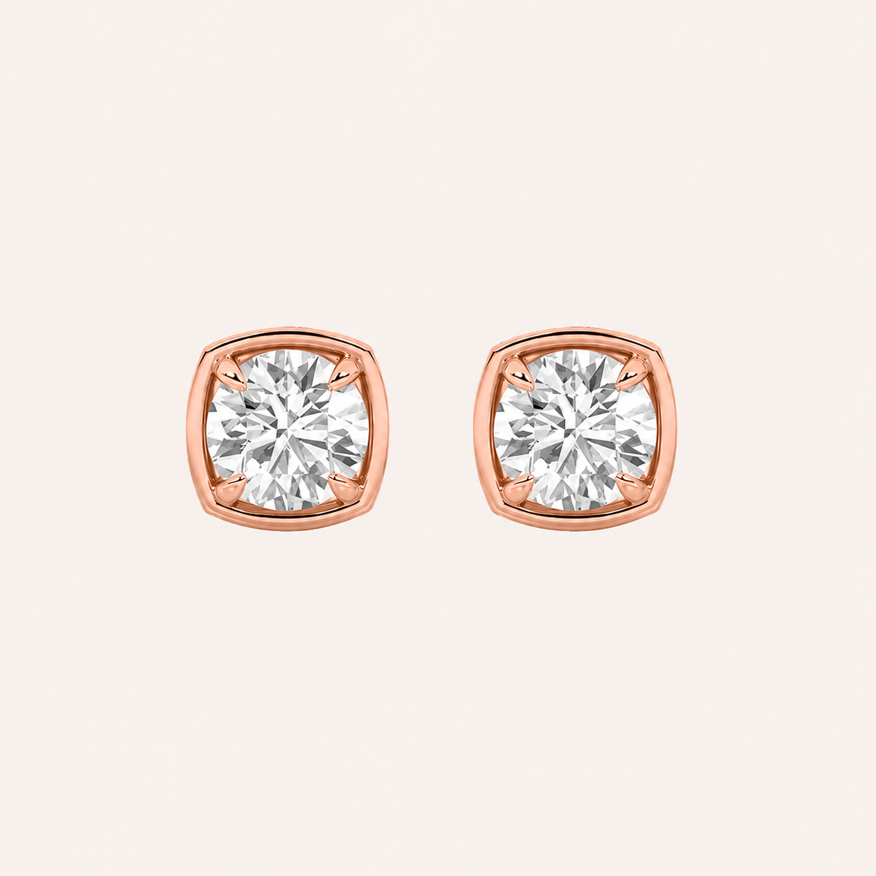 2CT Round Lab Grown Diamond Stud Earrings