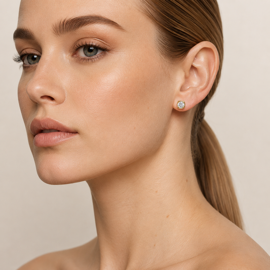 2CT Round Lab Grown Diamond Stud Earrings