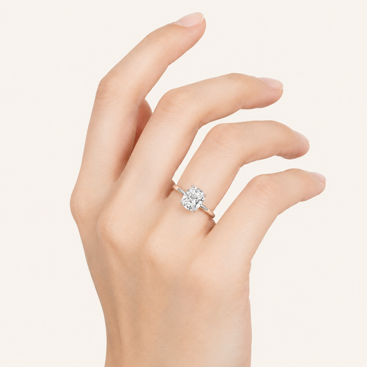 1 CT Elongated Cushion Cut Lab Grown Diamond Knife Edge Shank Solitaire Engagement Ring