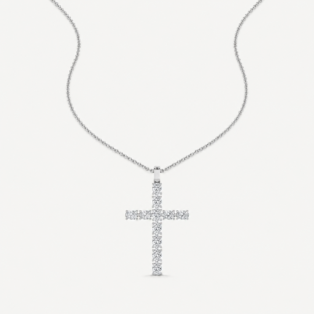 2 Ct Oval Cut Lab Grown Diamond Cross Pendant