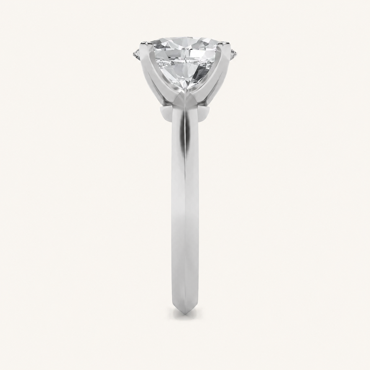 3CT Oval Cut Lab Grown Diamond Knife Edge Shank Solitaire Engagement Ring