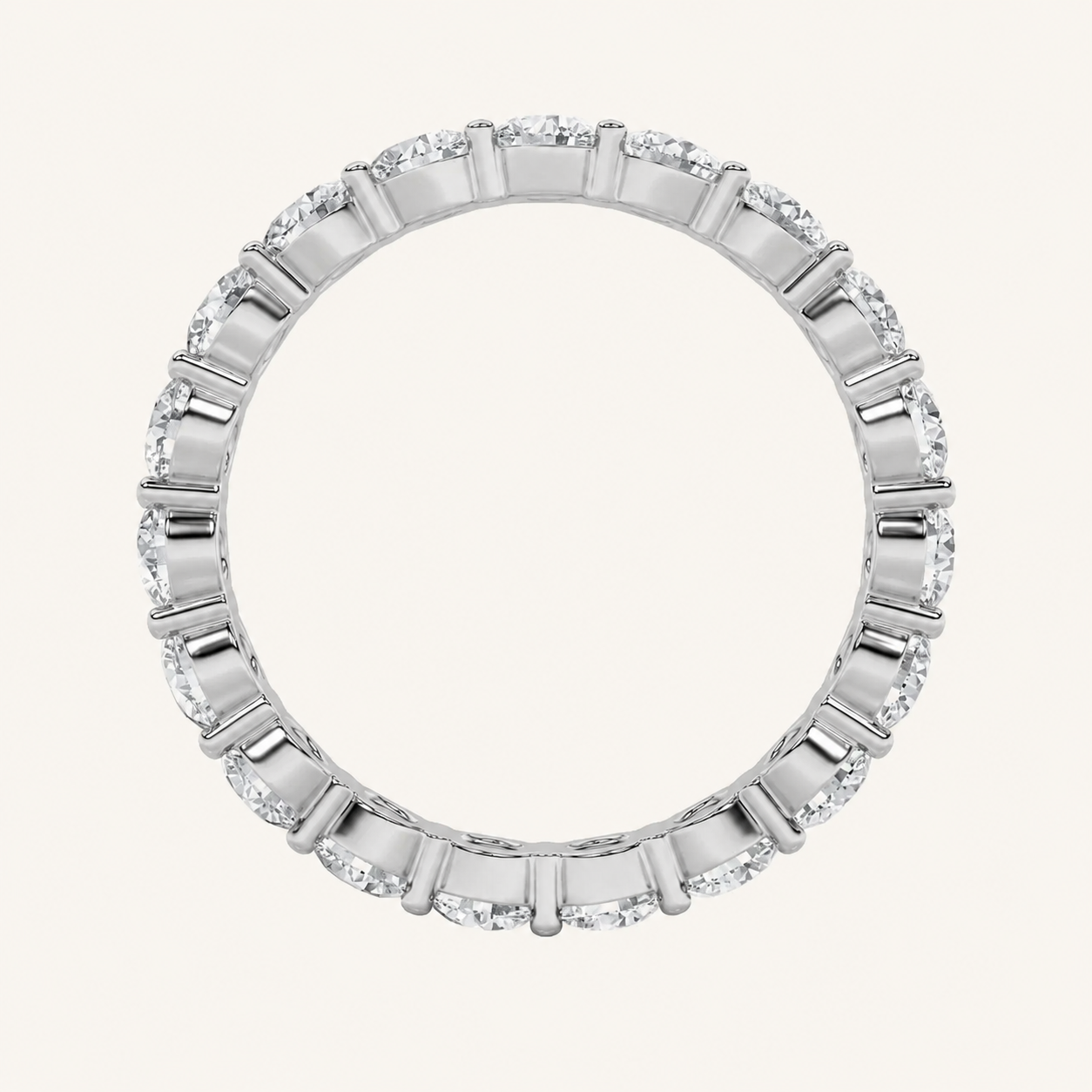 4CT Round Cut Lab Grown Diamond Split Prong Eternity Ring