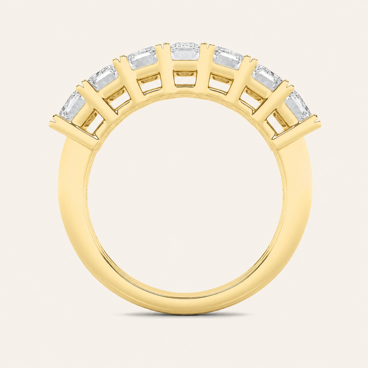 2CT Emerald Cut Lab Grown Diamond Seven Stone Band Ring