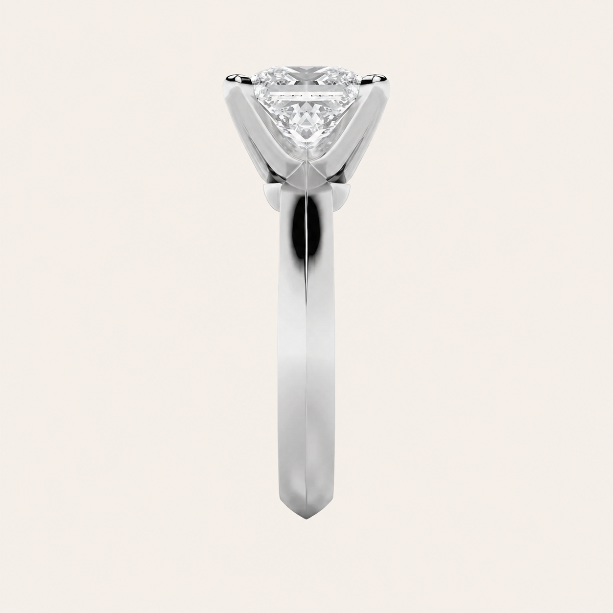 3CT Princess Cut Lab Grown Diamond Knife Edge Shank Solitaire Engagement Ring
