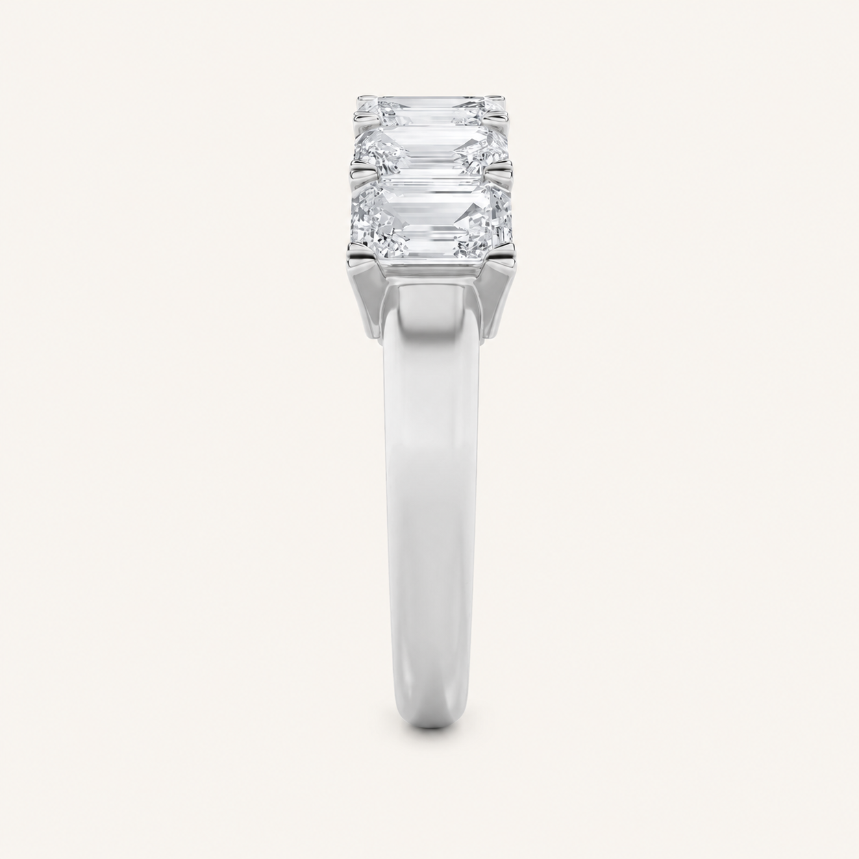 3CT Emerald Cut Lab Grown Diamond Seven Stone Band Ring