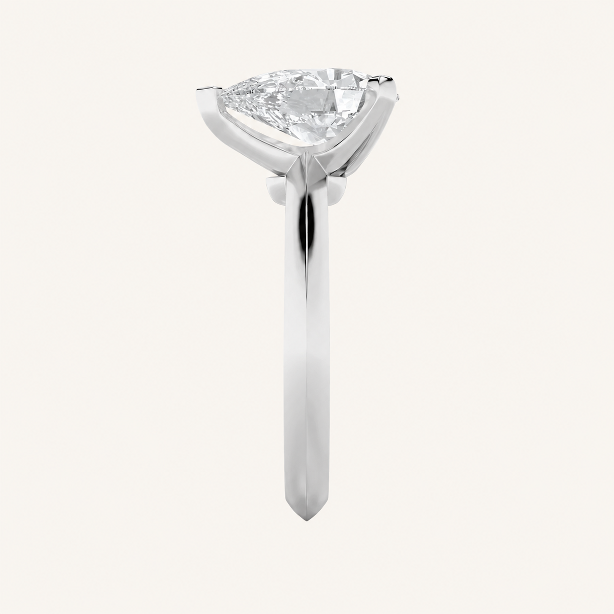 1CT Pear Cut Lab Grown Diamond Knife Edge Shank Solitaire Engagement Ring