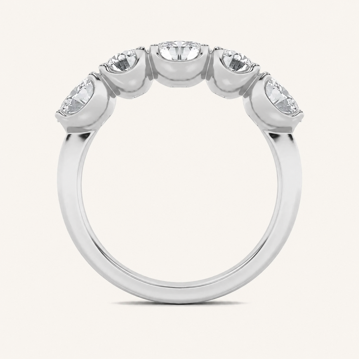 2CT Oval Cut Lab Grown Diamond Five Stone Band Ring