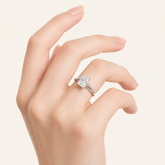 3CT Radiant Cut Lab Grown Diamond Solitaire Ring