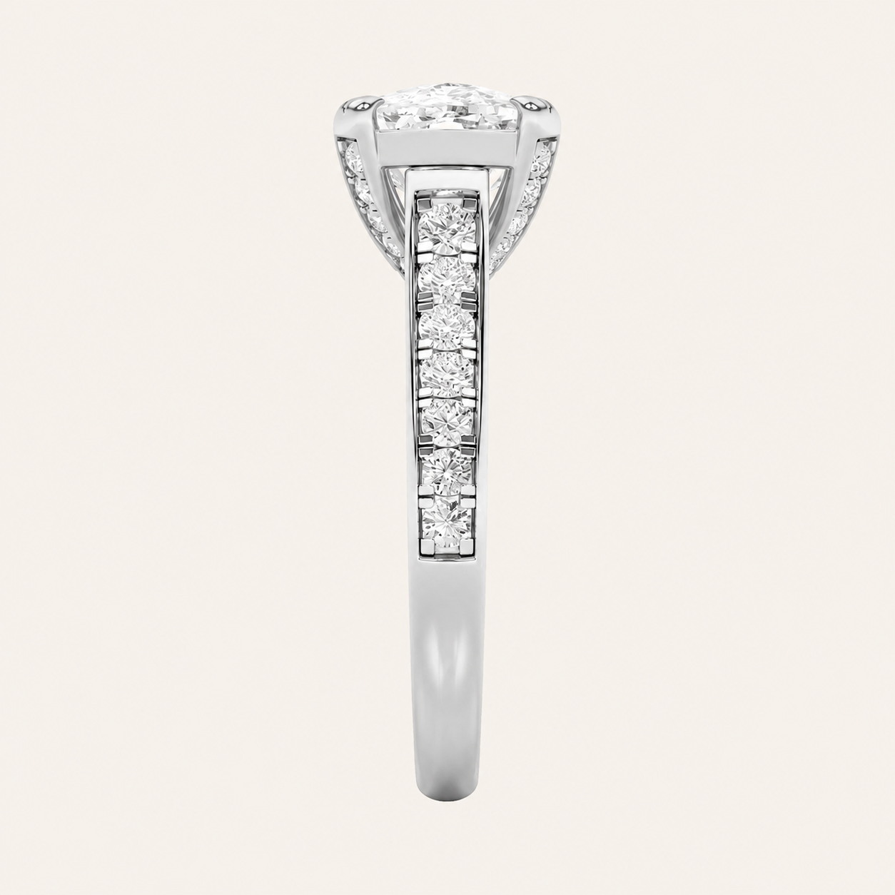 4.5CT Elongated Cushion Cut Lab Grown Diamond Bold Accented East West Ring