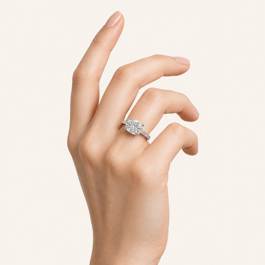 4.5CT Elongated Cushion Cut Lab Grown Diamond Bold Accented East West Ring