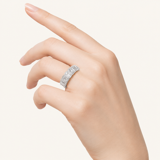 4CT Emerald Cut Lab Grown Diamond Eternity Ring