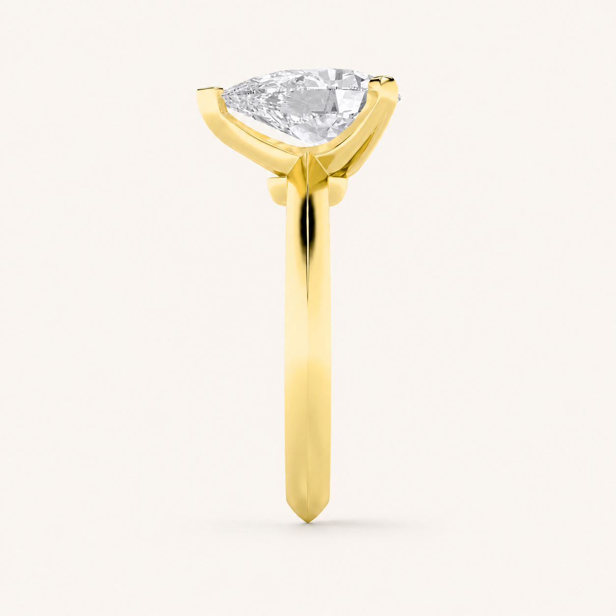 2CT Pear Cut Lab Grown Diamond Knife Edge Shank Solitaire Engagement Ring