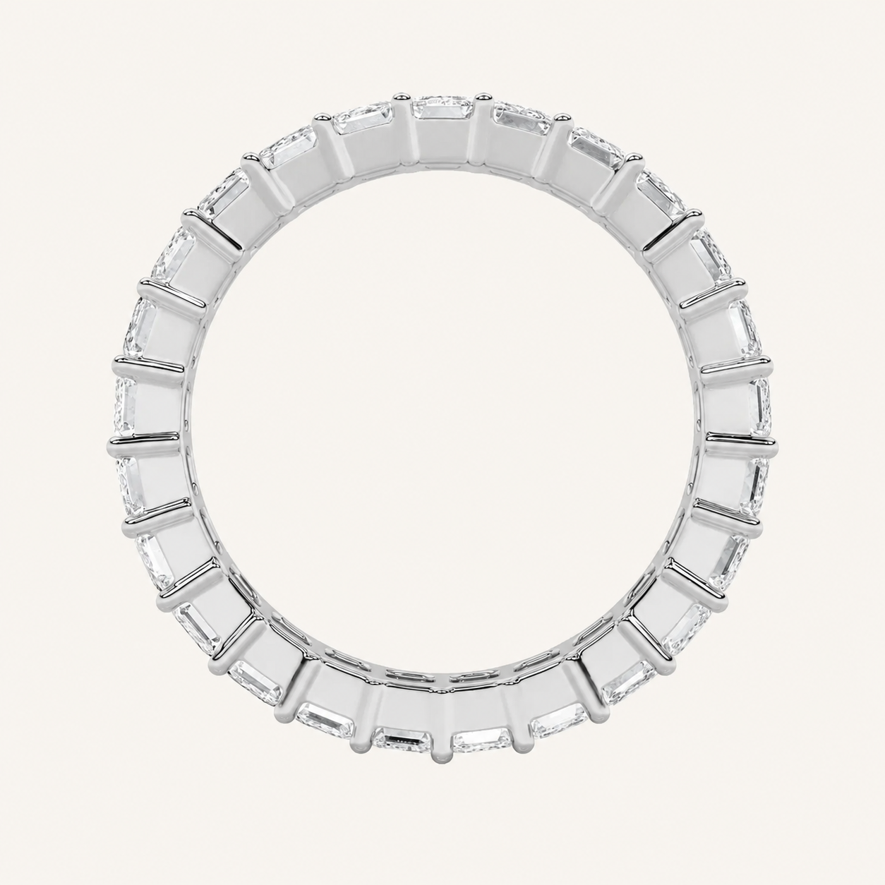 4.75CT Emerald Cut Lab Grown Diamond Split Prong Eternity Ring