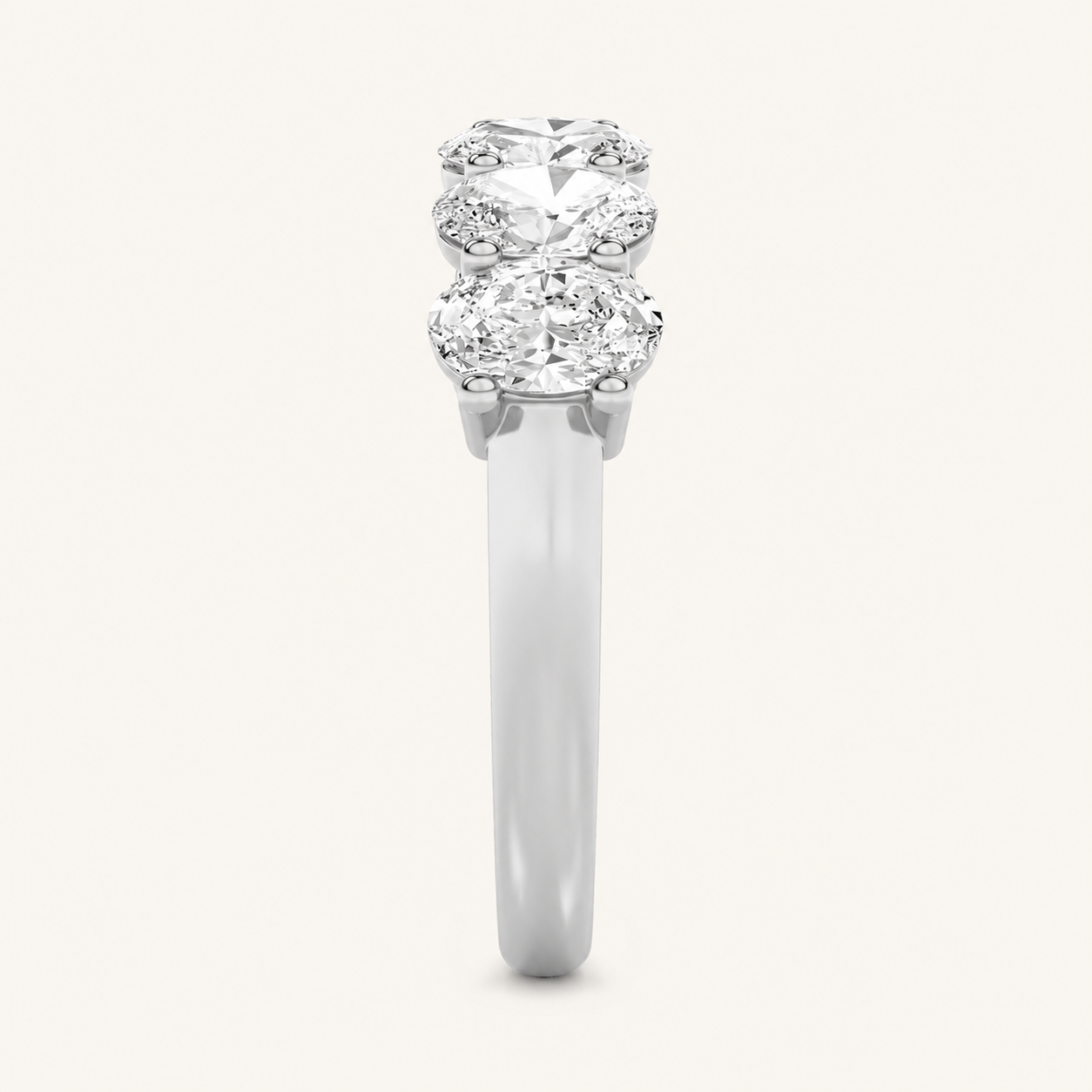 3CT Oval Cut Lab Grown Diamond Seven Stone Band Ring