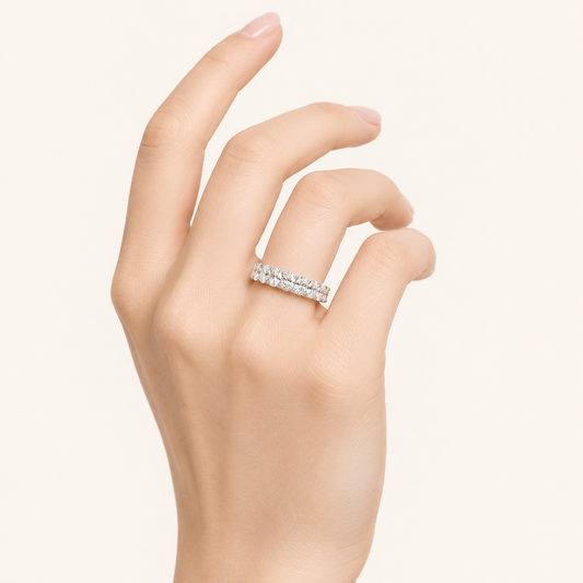 3CT Oval Cut Lab Grown Diamond Seven Stone Band Ring