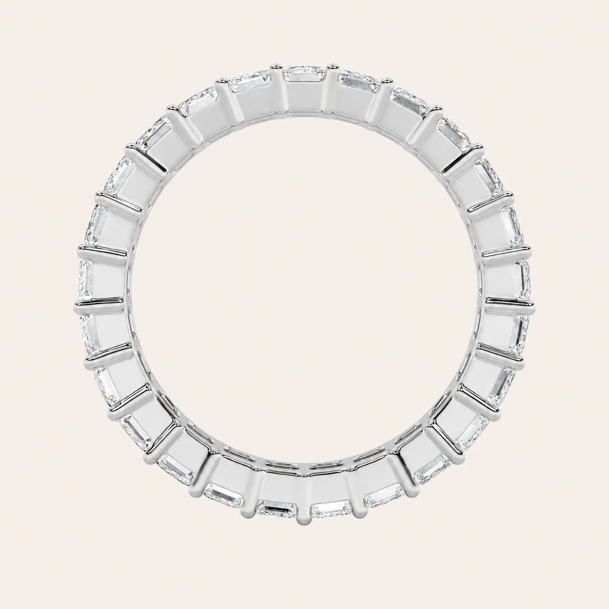 5.25CT Emerald Cut Lab Grown Diamond Split Prong Eternity Ring