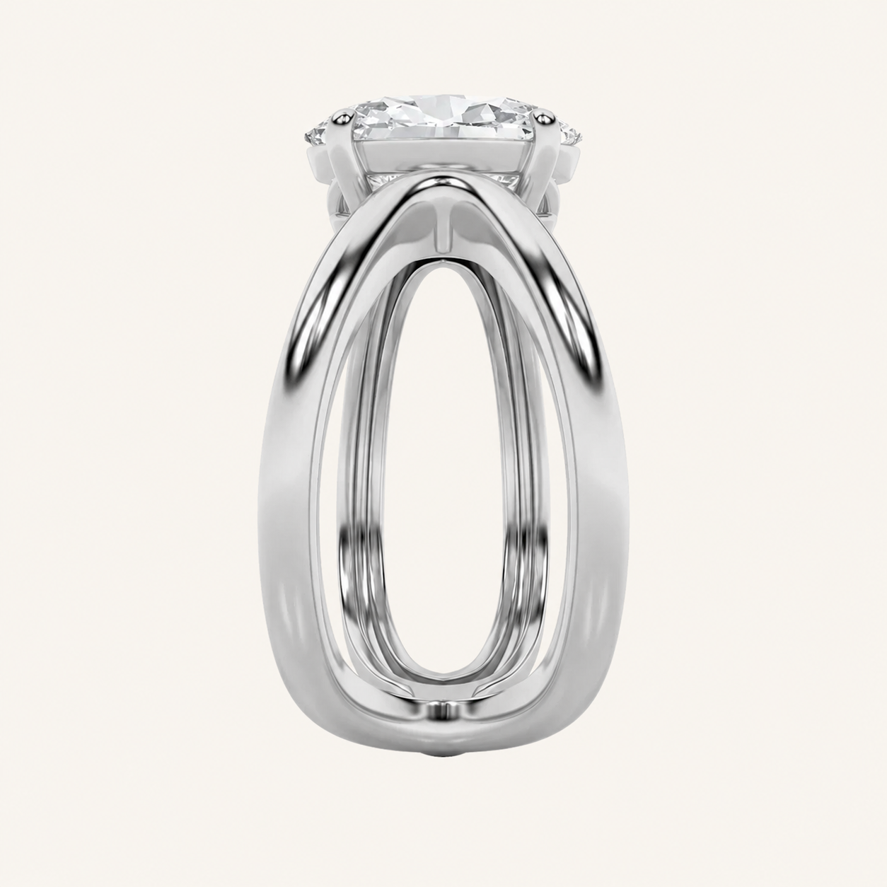 2CT Oval Cut Lab Grown Diamond Criss Cross Fancy Solitaire Ring