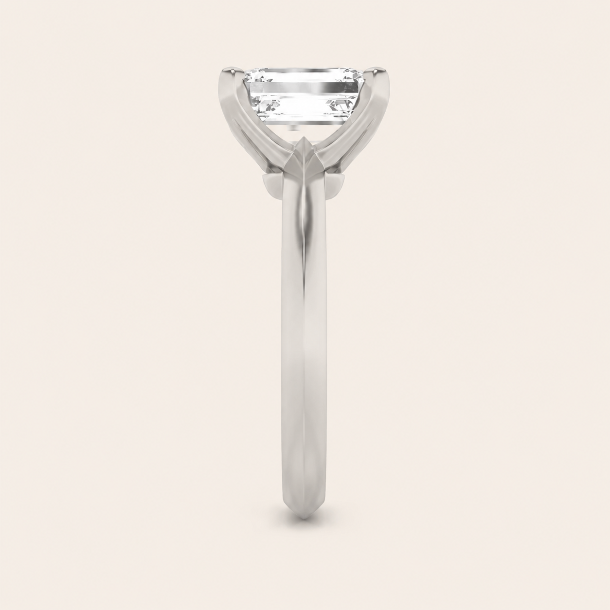 2CT Radiant Cut Lab Grown Diamond Knife Edge Shank Solitaire Engagement Ring